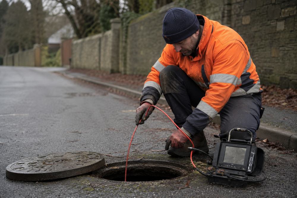 Engineer carrying out a drainage inspection
